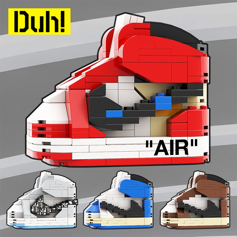 aj积木1ow芝加哥倒钩兼容乐高球鞋手办拼装模型玩具男女七夕礼物