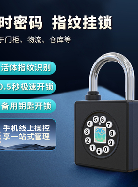 龙兄弟智能指纹密码挂锁远程授权管理钥匙开锁防水充电防盗电子锁
