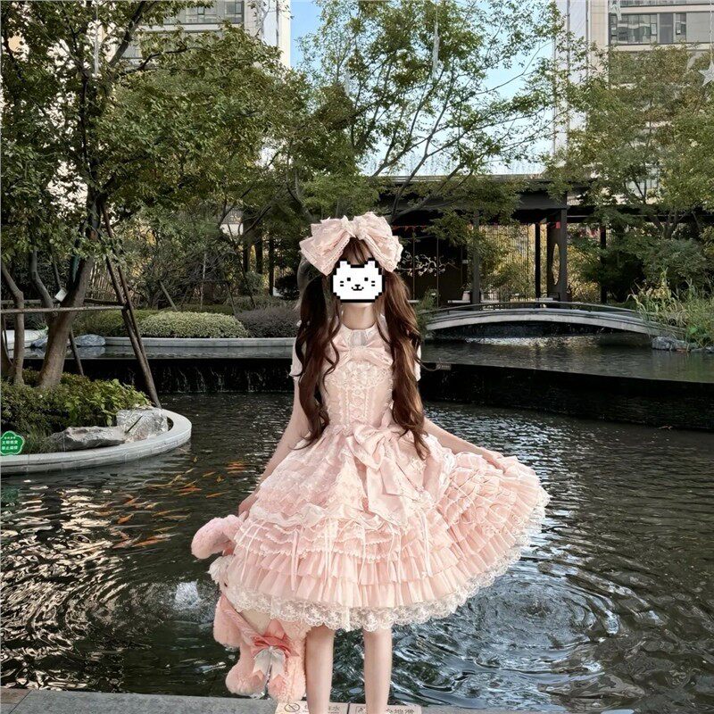 缘结恋曲粉色收腰洛丽塔连衣裙