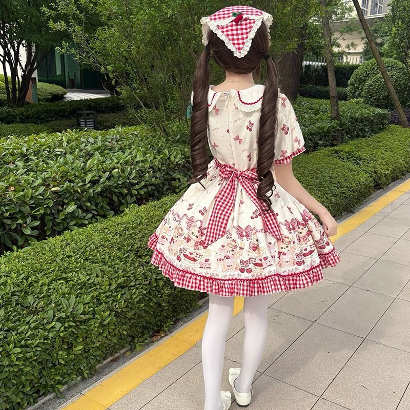 樱桃小熊甜美短袖Lolita连衣裙