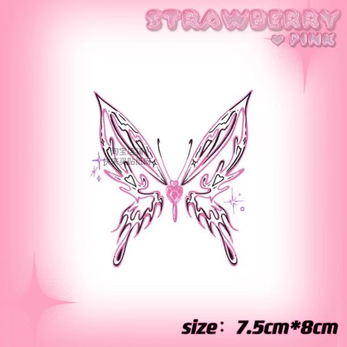 粉色蝴蝶纹身贴防水持久少女ins