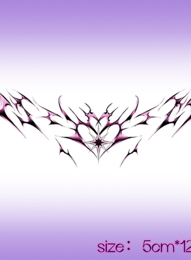 爱心魅惑图腾紫色小腹后腰纹身贴 女防水持久性感彩色 个性纹身贴