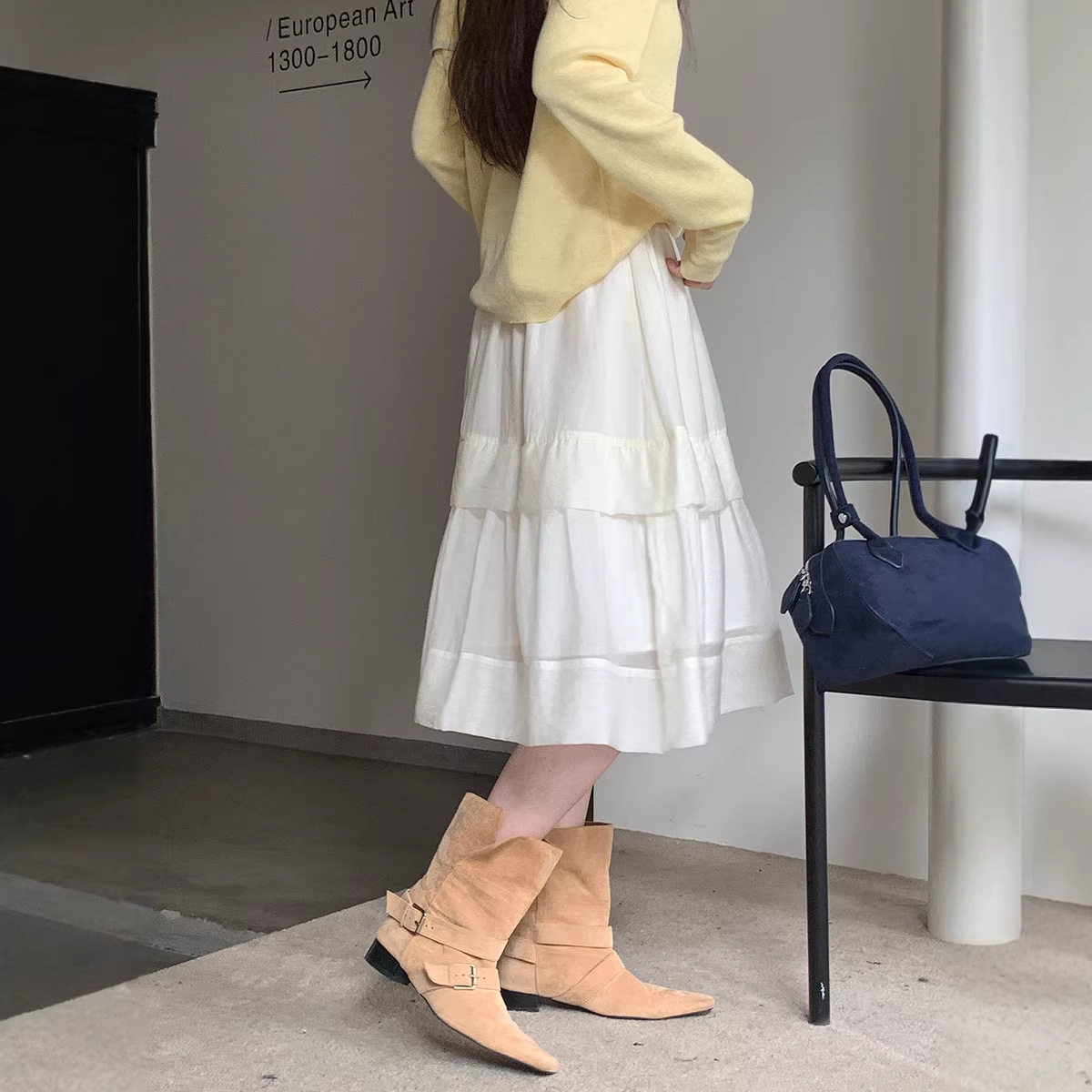 广州十三行2026春装女装新款韩系高腰显瘦中长款天丝蛋糕半身裙子