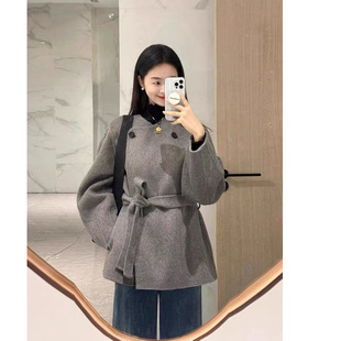 小个子毛呢外套女短款2025年冬季新款系带韩版呢子大衣超好看妮子