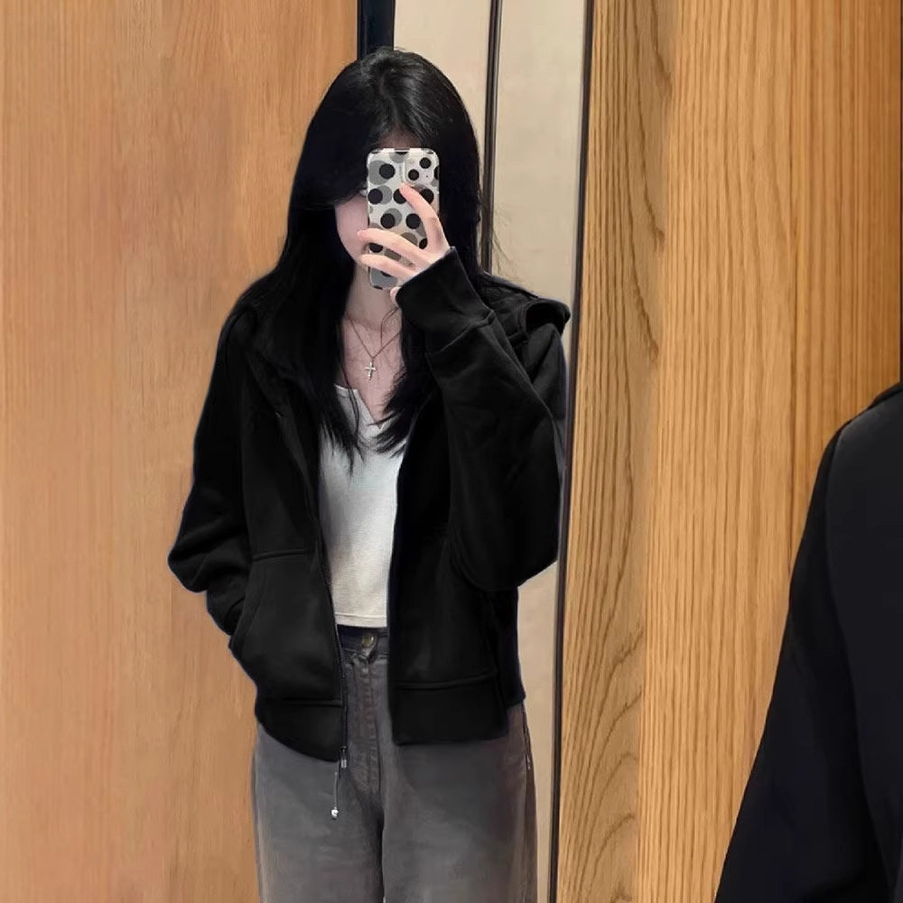 开春女款卫衣外套女冬小个子连帽开衫韩系穿搭2026新款bm上衣女装