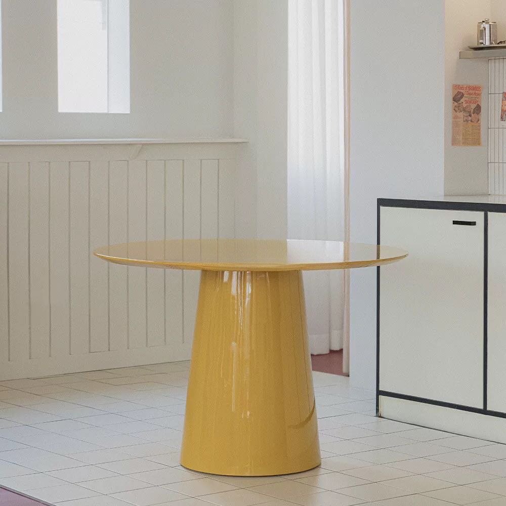 设计师实木圆形餐桌家用多巴胺ins风圆桌简约餐桌小户型餐桌