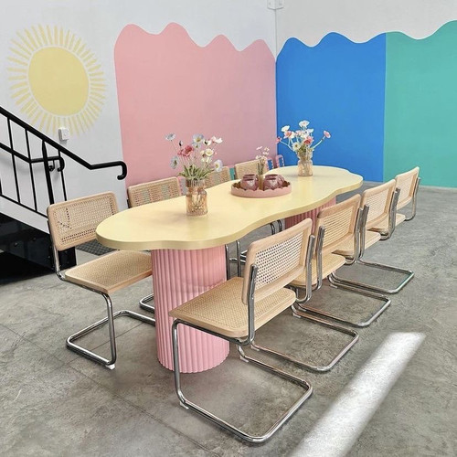 多巴胺云朵不规则异形餐桌长方形小户型简约风工作台创意桌子