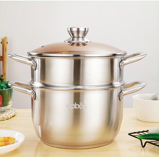 刚博士24CM珍致复底汤蒸锅燃气电磁炉食品级304不锈钢蒸馒头家用