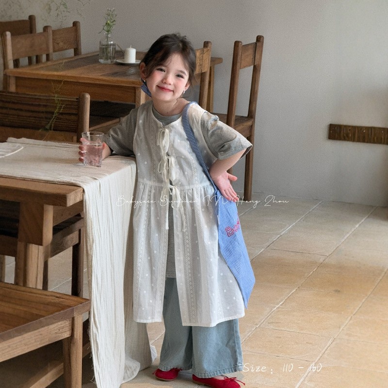 韩版童装25夏款女童镂空蕾丝连衣裙系带叠穿长款纱裙公主裙背心裙