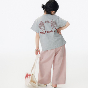 儿童短袖t恤26夏季新款日系上衣男女童印花休闲圆领打底衫亲子装