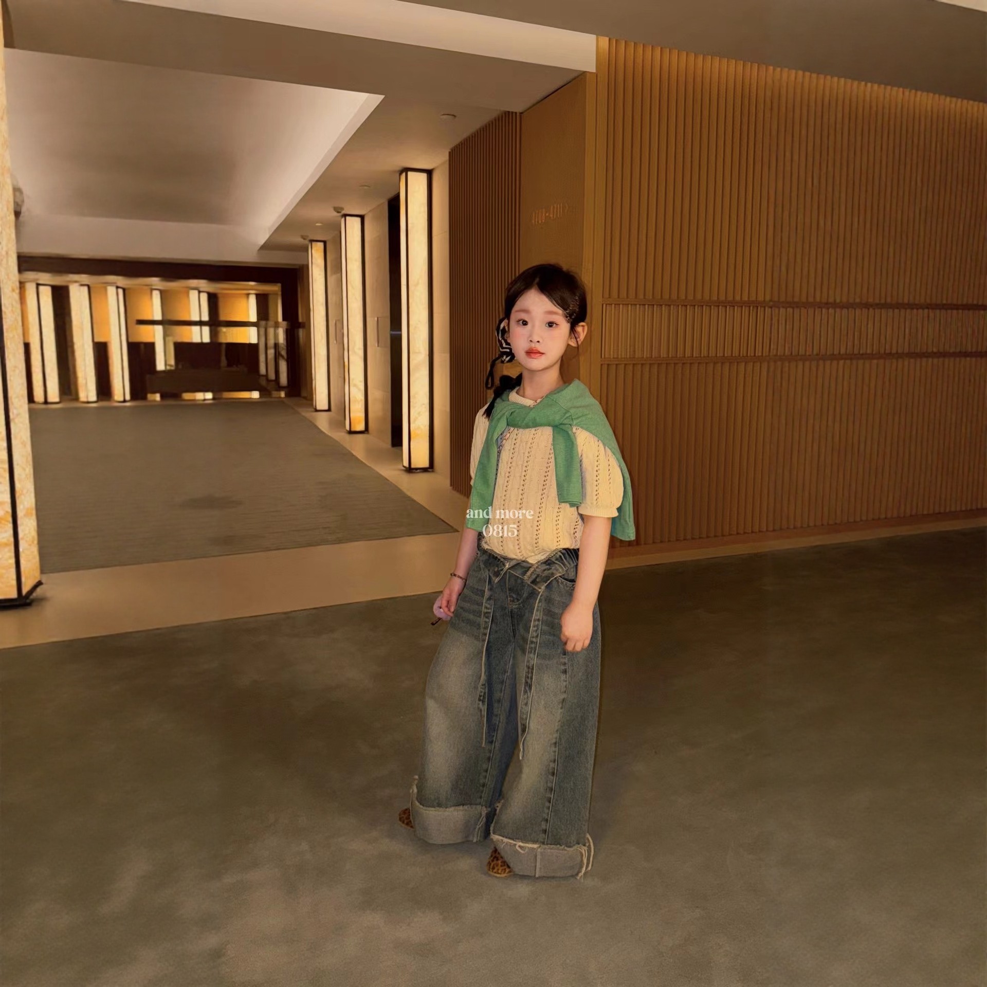 韩版2026春夏女童镂空泡泡短袖针织衫上衣儿童花边牛仔裤阔腿裤,童装/婴儿装/亲子装,裤子,淘宝优惠券,粉丝福利购,淘宝优惠卷