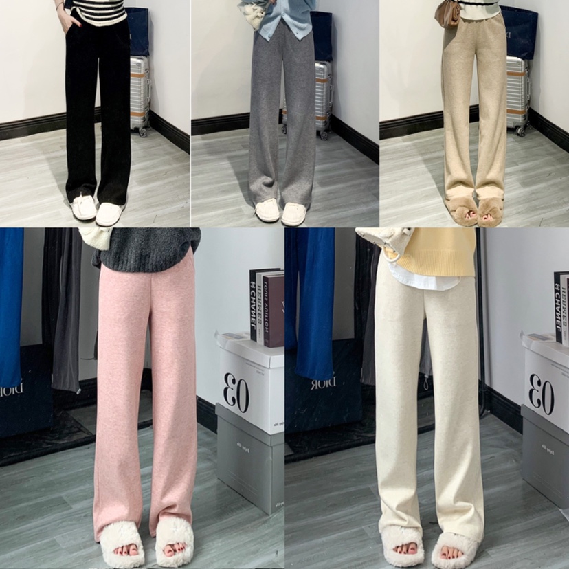 羊绒糯米针织裤女宽松窄版加绒