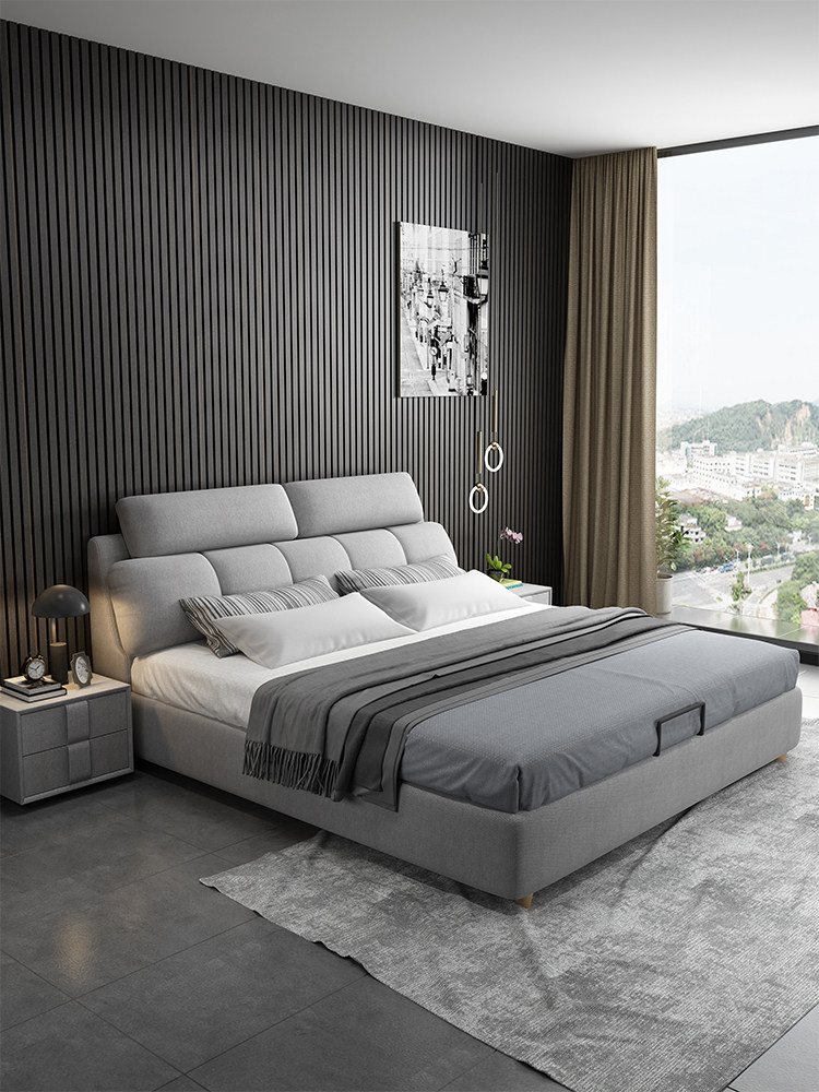 Nordic fabric bed modern minimalist double bed 1 8 meters 1 5 meters master bedroom ins net red bed storage technology fabric bed