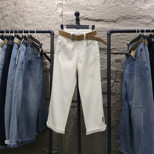 2025冬季新款杏色加绒直筒牛仔裤女高腰显瘦九分小个子窄版法棍裤