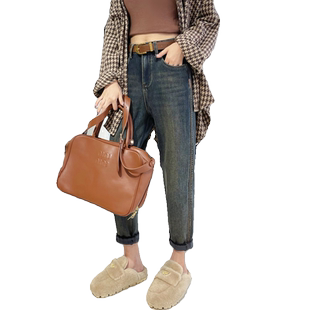 冬季新款复古蓝牛仔裤女加绒加厚宽松高腰显瘦哈伦老爹裤子萝卜裤