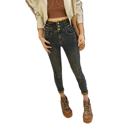 牛仔裤女九分显瘦高腰铅笔裤