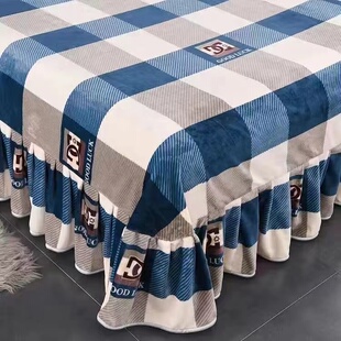 牛奶绒花边床单三件套加厚保暖珊瑚绒床裙 单双人床单 法兰绒床罩