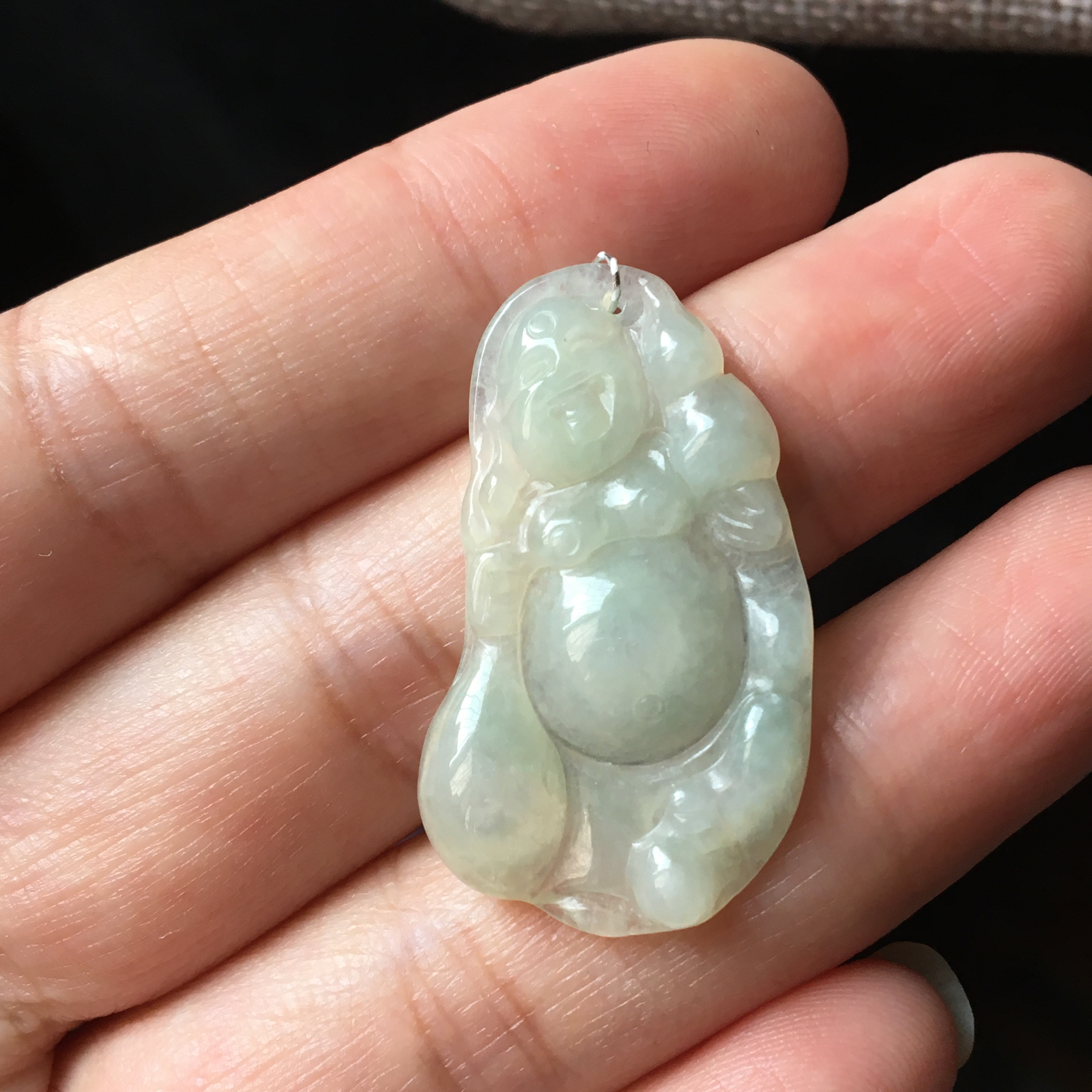 天然A货翡翠布袋佛吊坠玉坠挂件5288