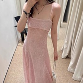 大码 针织亮片吊带连衣长裙气质显瘦收腰宴会礼服 法式 女装 2025新款