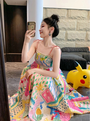 夏季薄款度假风显瘦大码吊带裙