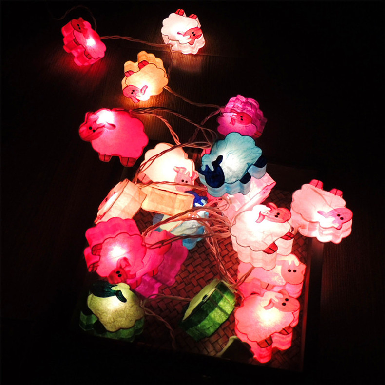 兰纳泰国手工艺品卡通动物纸灯笼儿童房间装饰小夜灯LED彩色灯串