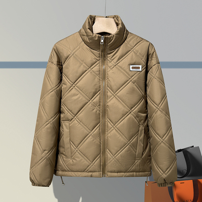 菱形格立领轻薄男士棉衣外套冬季青少年棉袄子情侣款男生羽绒棉服