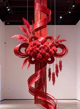 新年红竹编中国结挂饰喜庆装饰