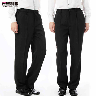 黑色服务员直筒裤男裤女裤服务生工作裤抗皱舒适耐穿洗春季夏季