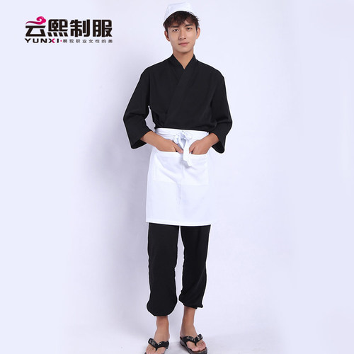 日式料理店黑色厨师工作服