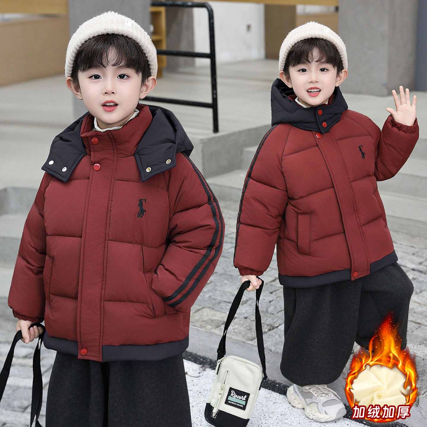 男童冬装加厚羽绒棉服2025新款宝宝洋气保暖棉衣外套儿童冬季棉袄