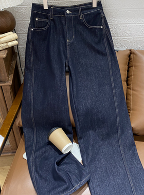 2025商场同款保罗彼得女式牛仔裤阔腿裤直筒裤加绒保暖XOEDN00880