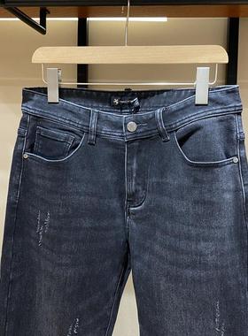 保罗彼得专柜正品 秋款男士修身黑色时尚简约百搭牛仔裤LKDC19820