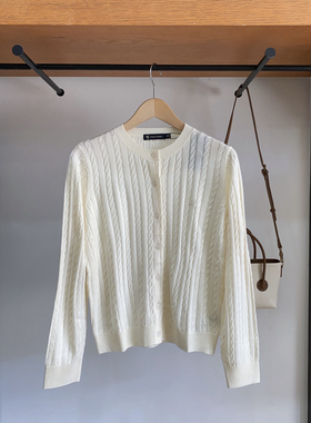 保罗彼得 秋装新款 女士圆领长袖针织开衫MMDC65292休闲绞花毛衫