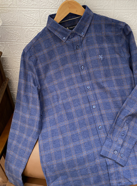 保罗彼得专柜正品男士翻领长袖格纹衬衫商务休闲百搭CXDC59310