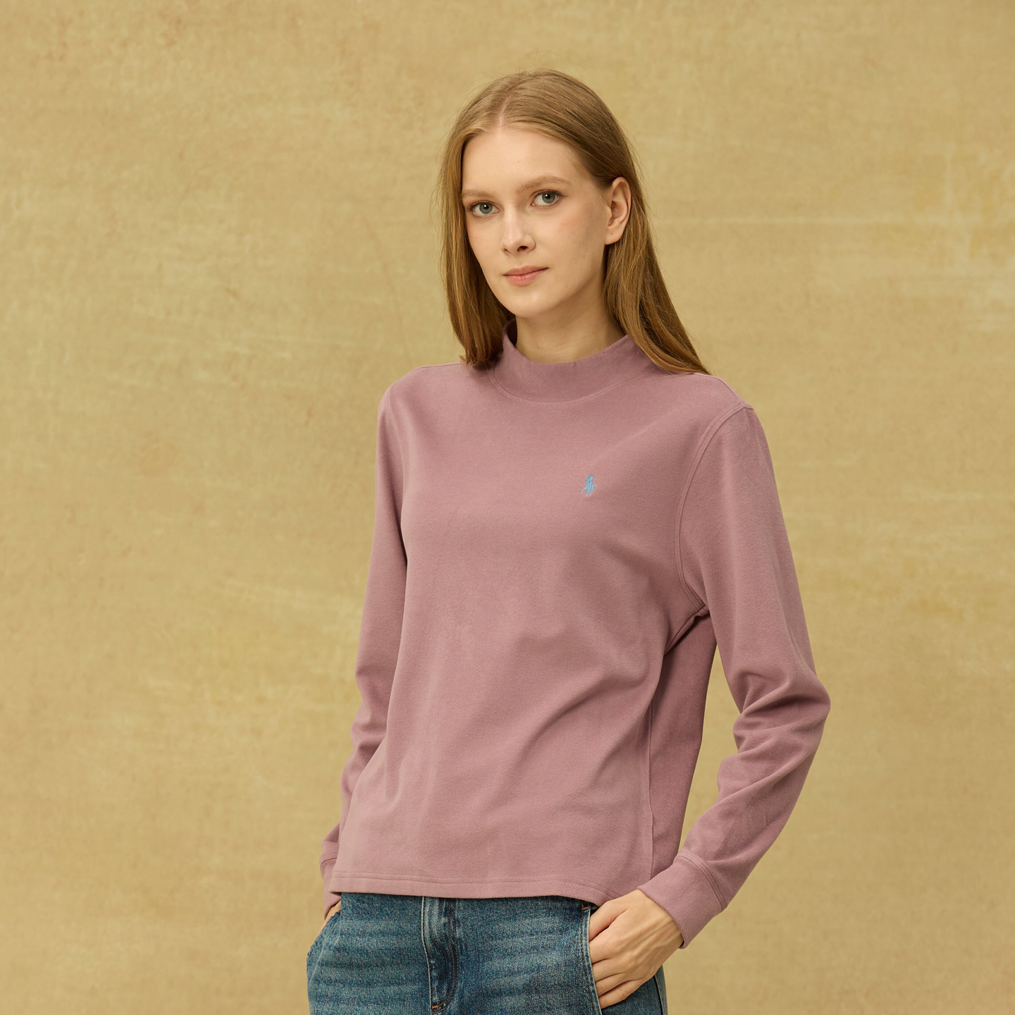 女式圆领半高领长袖T恤