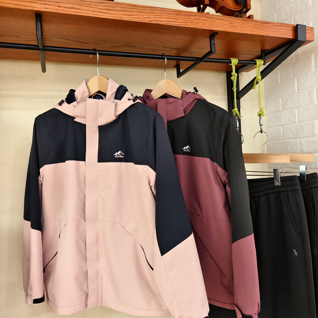 DIV.POLO女式连帽可拆双色冲锋衣