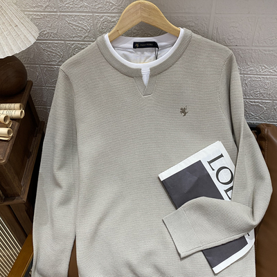 男式假两件针织衫2025秋季新款