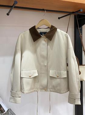 保罗彼得 女式短款风衣 专柜正品 卡其 翻领 简约 时尚 YHDC31380