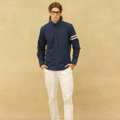 百搭2025年秋季藏青色衬衫翻领