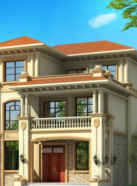 9.54*9.9农村自建房设计图纸二层半欧式别墅设计简约大气全套效果