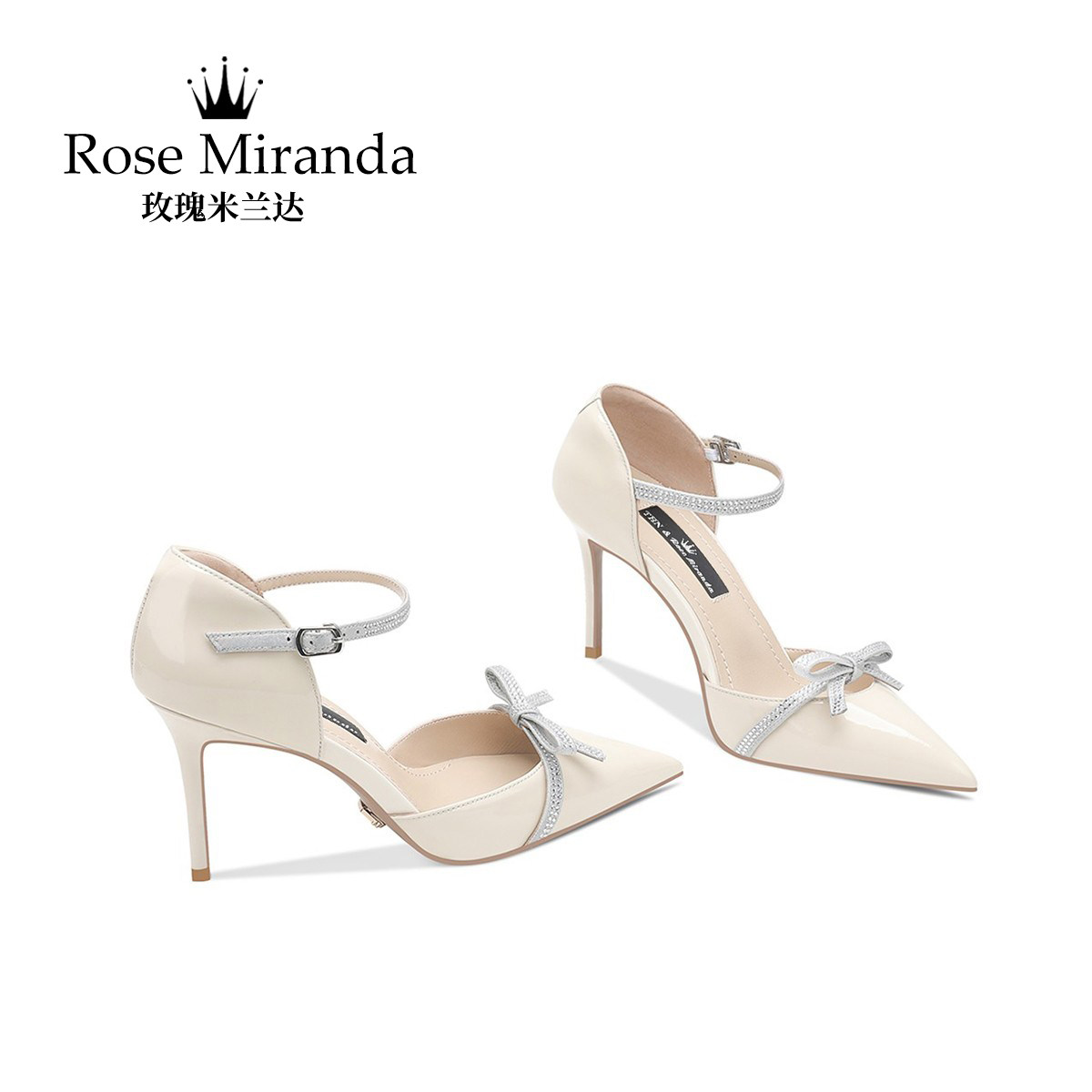 玫瑰米兰达RoseMiranda高跟鞋米白色高级感气质凉鞋33