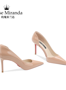 玫瑰米兰达【红底】RoseMiranda高跟鞋真皮细跟一脚蹬红底单鞋女