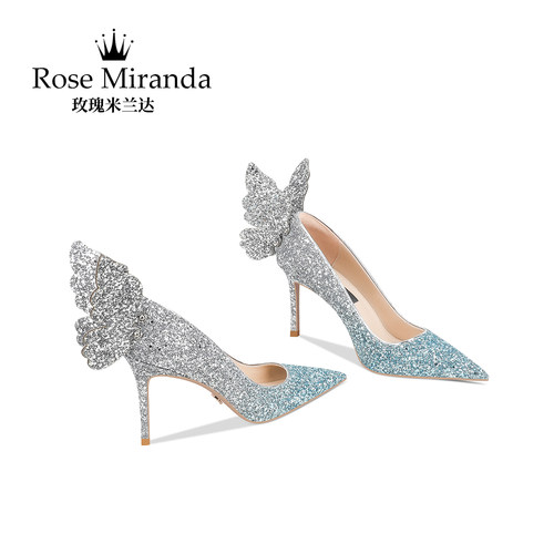 玫瑰米兰达RoseMiranda高跟鞋百搭渐变婚鞋时尚尖头单鞋女