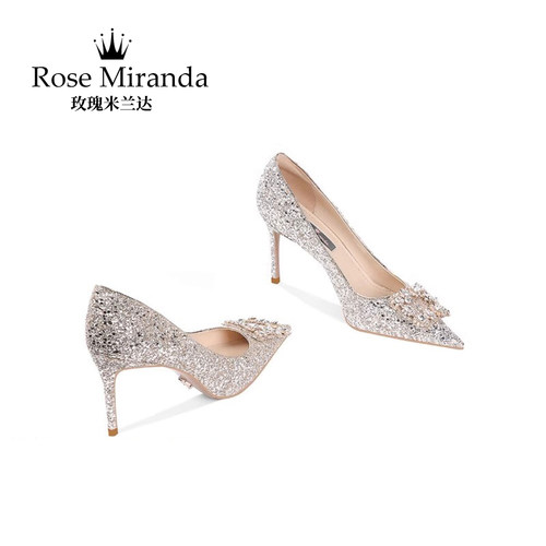 玫瑰米兰达RoseMiranda高跟鞋金色宴会单鞋配裙子婚礼婚鞋