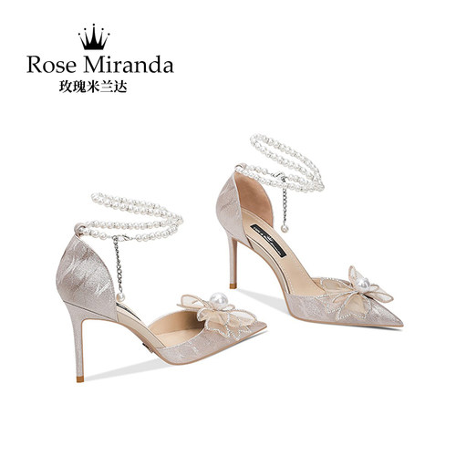 玫瑰米兰达RoseMiranda高跟鞋宴会婚礼婚鞋香槟色伴娘凉鞋