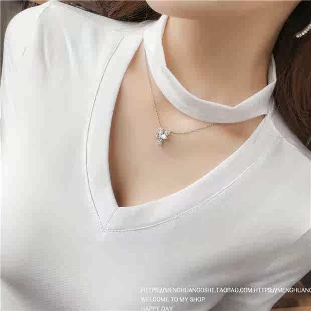 网红t恤女长袖韩版港风修身新款锁骨心机性感上衣棉挂脖V领打底衫在类目 女装/女士精品, T恤中 - 来自Buy2taobao.com提供专业的淘宝代购服务