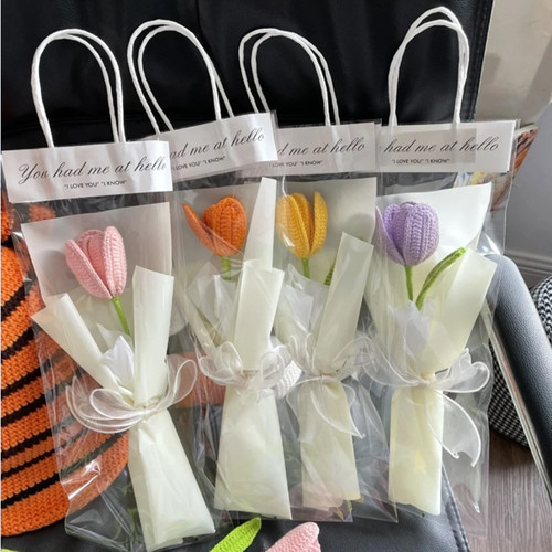 花袋透明鲜花手提袋单支玫瑰花包装袋永生花束包装袋网红礼品袋 - 封面
