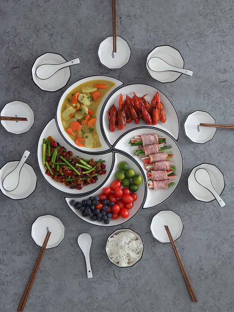 Combination of moon plate and modern housewife's household ceramic dishes