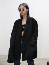 美伢FUZZYKON黑色复古怪品味oversize阔肩西装 外套男女