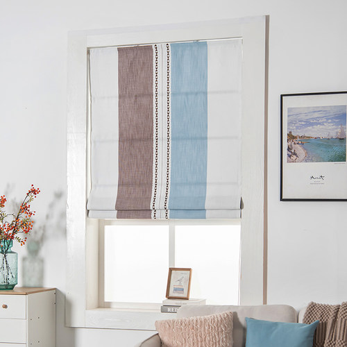 轻奢简约现代日式客厅书房罗马帘